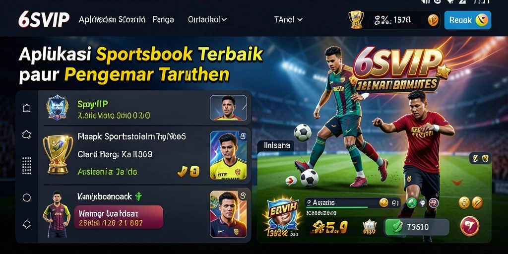 Tampilan menarik dari Screenshot utama 6SVIP menunjukkan fitur Sportsbook yang menarik.