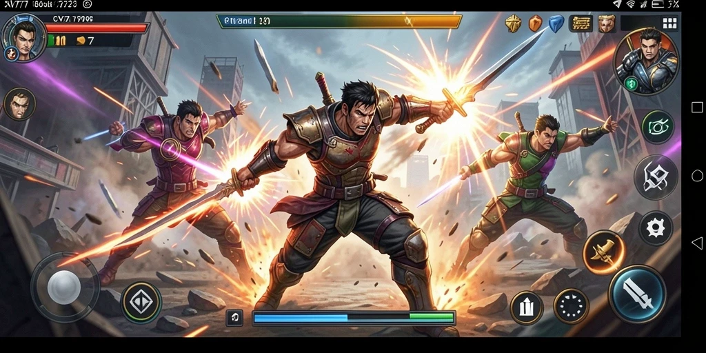 Tangkapan layar gameplay CV777 yang menampilkan pertarungan epik.
