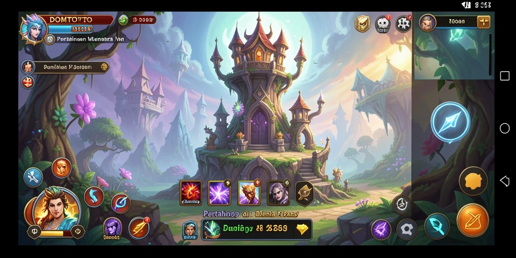Screenshot gameplay DOMTOTO yang menampilkan aksi Tower Defense yang intens.