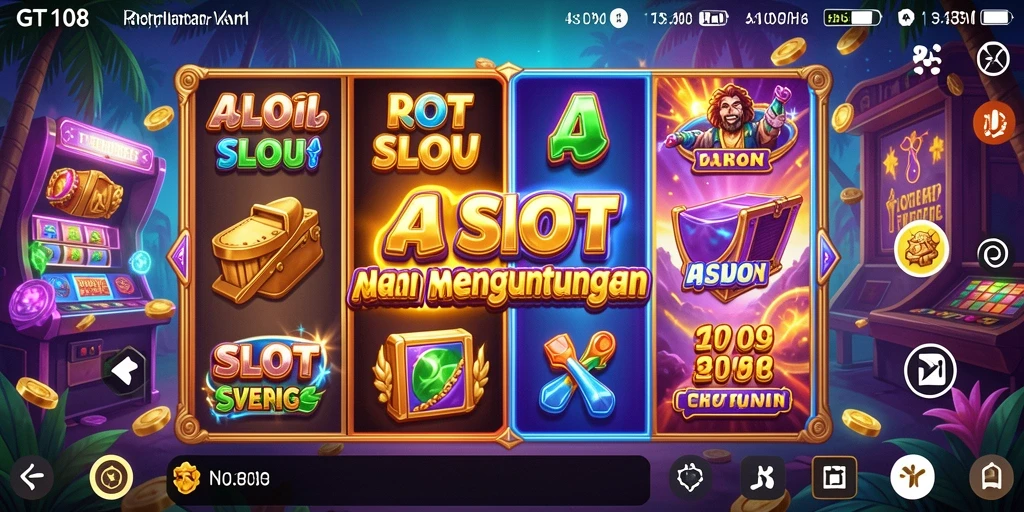 Tampilan screenshot gameplay GT108 yang penuh warna dan ceria.