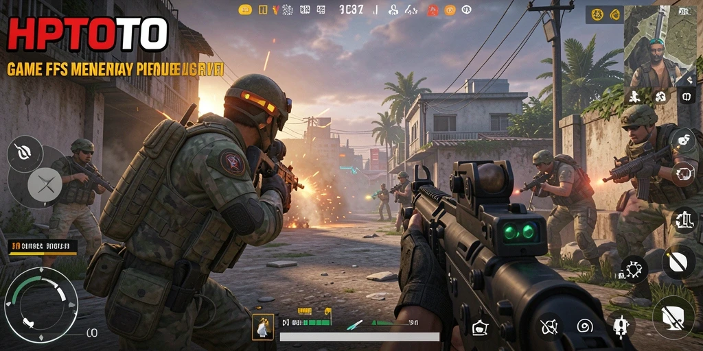 Gameplay HPTOTO menampilkan aksi tembak-menembak yang intens dan mendebarkan.