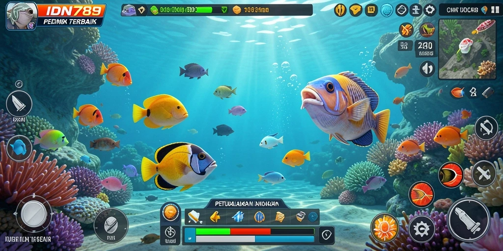 Screenshot IDN789 menampilkan aksi seru dalam menembak ikan.