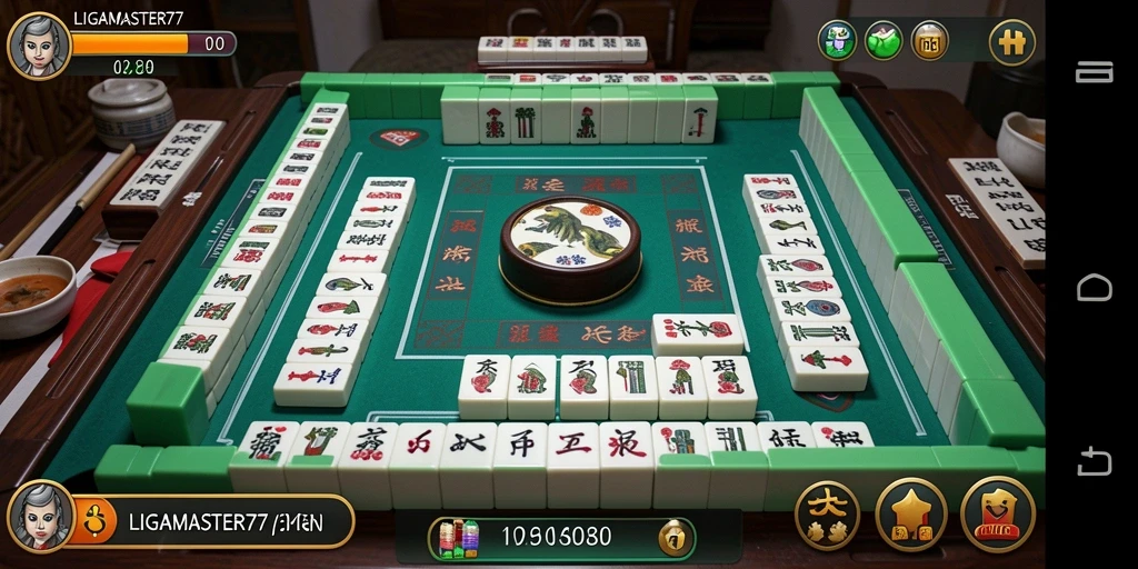 Screenshot gameplay LIGAMASTER77 yang menampilkan pemain mencocokkan ubin Mahjong.