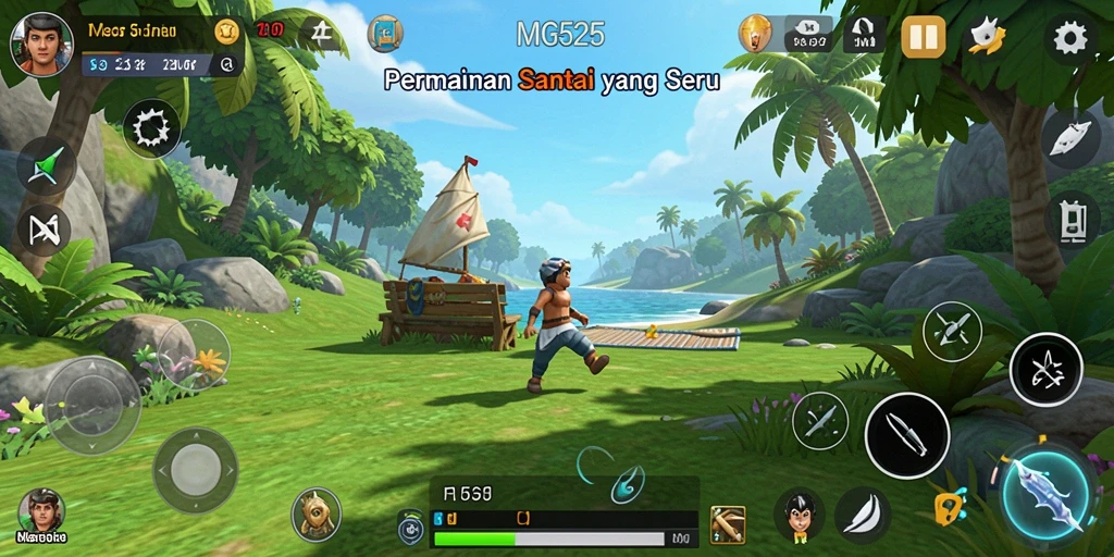 Screenshot gameplay MG525 yang menampilkan karakter lucu dalam misi.