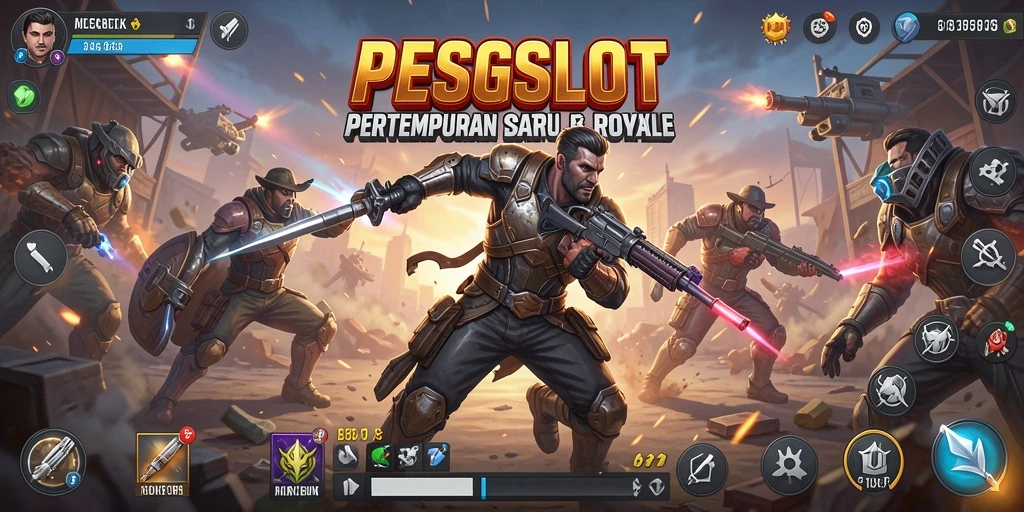 Screenshot PESGSLOT menampilkan pemain bertempur dalam arena Battle Royale yang mendebarkan.