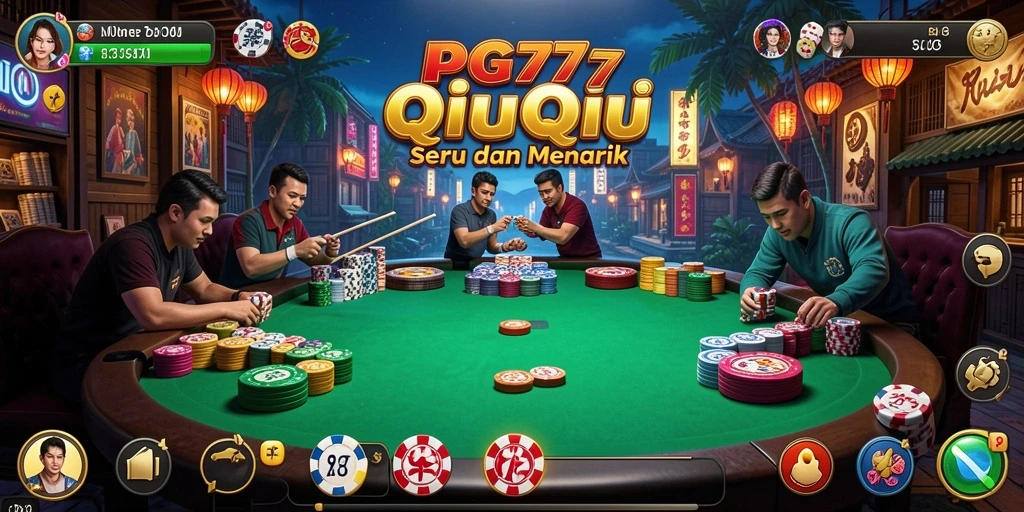 Screenshot PG777 menampilkan pemain menikmati permainan QiuQiu.