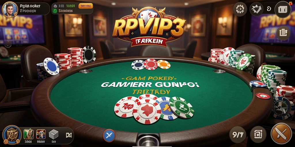Screenshot gameplay RPVIP3 menampilkan aksi Poker yang mendebarkan.