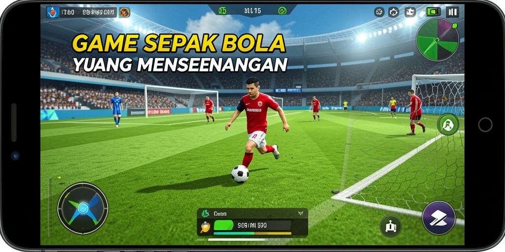 Gambaran gameplay seru dengan pemain sepak bola beraksi di lapangan.